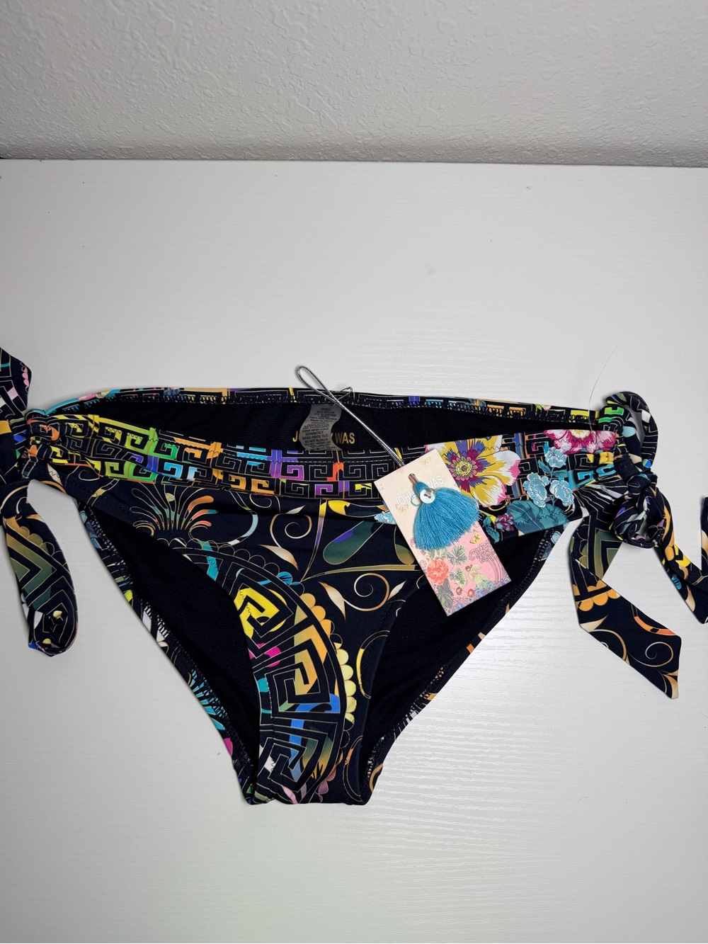 Johnny Was Black Swim Bottom with Multicolor Trim